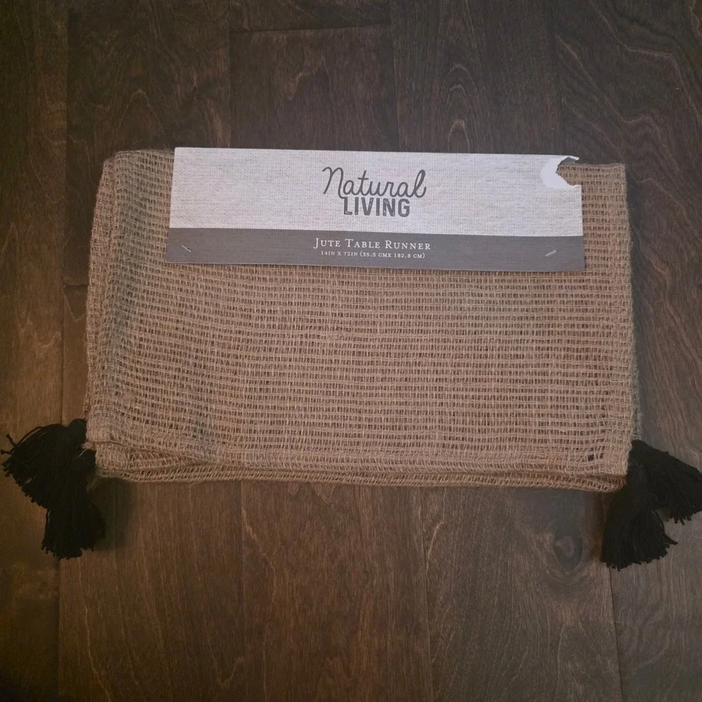 NWT 100% Jute Natural Living Table Runner 72